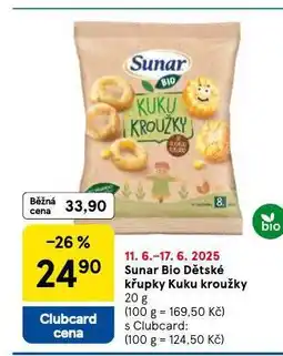 Tesco Sunar bio dětské křupky kuku kroužky nabídka
