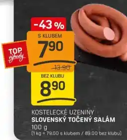 Flop Kostelecké uzeniny slovenský točený salám nabídka