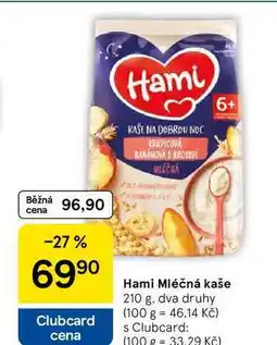 Tesco Hami Mléčná kaše, 210 g, dva druhy nabídka
