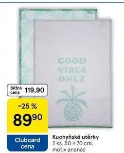 Tesco Kuchyňské utěrky 2 ks, 50 x 70 cm. cena motiv ananas nabídka
