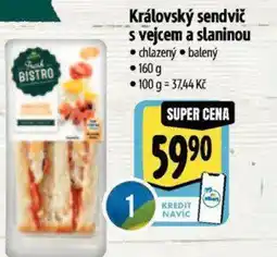 Albert Královský sendvič s vejcem a slaninou nabídka
