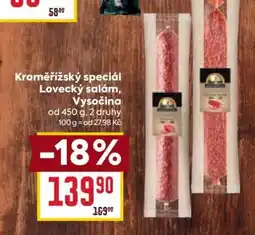 Billa Kroměřížský speciál Lovecký salám, Vysočina nabídka