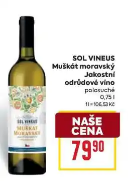 Billa SOL VINEUS Muškát moravský Jakostní odrůdové víno nabídka
