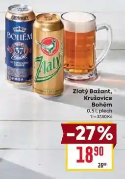 Billa Zlatý Bažant, Krušovice Bohém nabídka