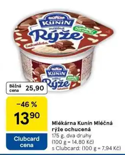 Tesco Mlékárna Kunín Mléčná rýže ochucená nabídka