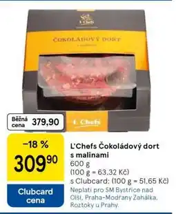 Tesco L'chefs Čokoládový dort s malinami nabídka