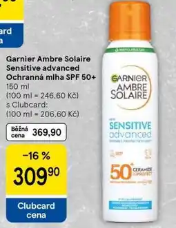 Tesco Garnier Ambre Solaire Sensitive advanced Ochranná mlha SPF 50+ nabídka
