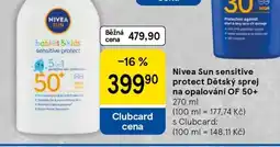 Tesco Nivea Sun sensitive protect Dětský sprej na opalování OF 50+ nabídka