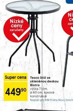 Tesco Tesco Stůl se skleněnou deskou Bistro nabídka