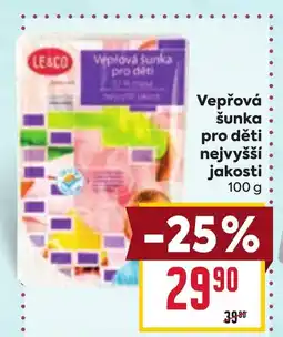 Billa Vepřová šunka pro děti nejvyšší jakosti nabídka