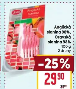 Billa Anglická slanina 98%, Oravská slanina 98% nabídka