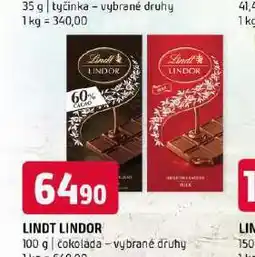 Terno Lindt lindor čokoláda nabídka