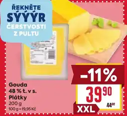 Billa Gouda 48% t. v s. Plátky nabídka