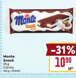 Billa Zott Monte Snack nabídka