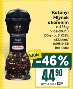 Billa Kotányi Mlýnek s kořením nabídka