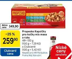 Tesco Propesko Kapsičky pro kočky mix masa a ryby, 48× 100 g nabídka