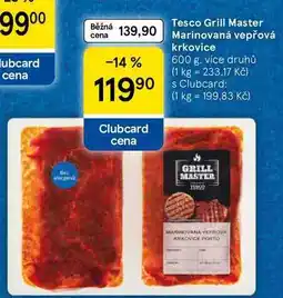 Tesco Tesco Grill Master Marinovaná vepřová krkovice, 600 g, více druhů nabídka
