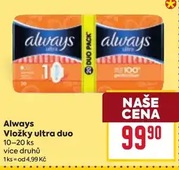 Billa Always Vložky ultra duo nabídka