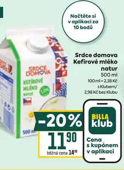 Billa Srdce domova Kefírové mléko natur nabídka