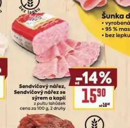Billa Sendvičový nářez se sýrem a kapií nabídka
