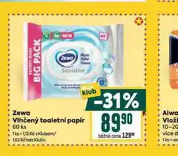Billa Zewa toaletní papír vlhčený nabídka