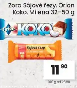 Kubík potraviny Zora Sójové řezy, Orion Koko, Milena nabídka