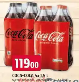 Trefa Coca-Cola 4x1,5l, vybrané druhy 6l nabídka