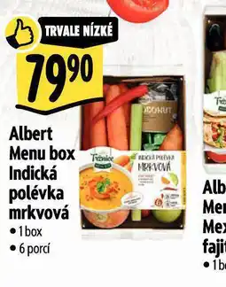 Albert Albert menu box indická mrkvová polévka nabídka