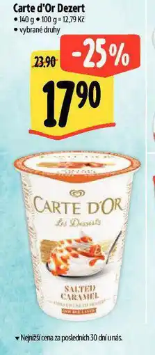 Albert Carte d'or smetanový dezert nabídka