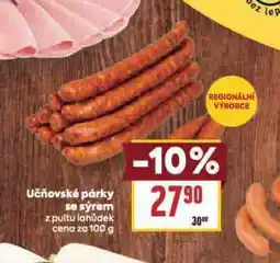 Billa Učňovské párky se sýreem nabídka