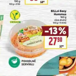 Billa Billa hummus nabídka