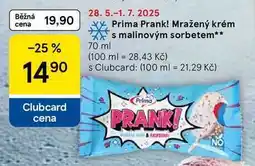Tesco Prima Prank! Mražený krém s malinovým sorbetem, 70 ml nabídka