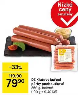 Tesco DZ Klatovy kuřecí párky pochoutkové, 850 g nabídka