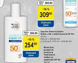 Tesco Garnier Ambre Solaire Krém s HA v lehké textuře OF 50+, 40 ml nabídka