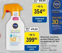 Tesco Nivea Sun sensitive protect Dětský sprej na opalování OF 50+ , 270 ml nabídka