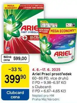Tesco Ariel Prací prostředek, 60-86 PD, více druhů nabídka