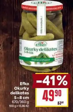 Billa Efko Okurky delikates 5-8 cm 670/360 g nabídka