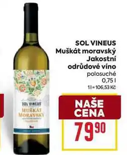 Billa SOL VINEUS Muškát moravský Jakostní odrůdové víno polosuché 0,75l nabídka