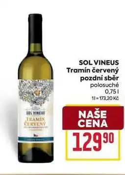 Billa SOL VINEUS Tramín červený pozdní sběr polosuché 0,75l nabídka