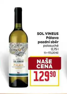 Billa SOL VINEUS Pálava pozdní sběr polosuché 0,75l nabídka