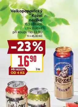 Billa Velkopopovický Kozel nealko 0,51 plech nabídka