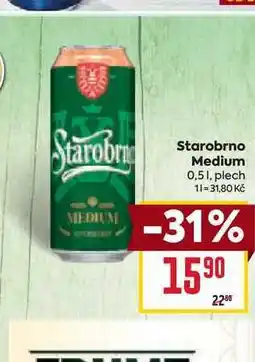 Billa Starobrno Medium 0,51, plech nabídka