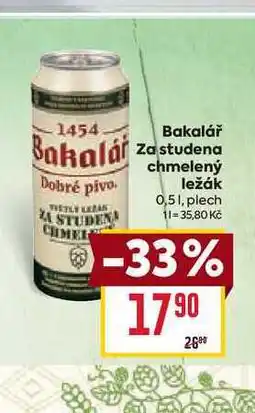 Billa Bakalář za studena chmelený ležák 0,51, plech nabídka