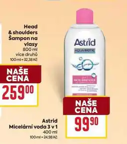 Billa Astrid Micelární voda 3 v 1 400 ml nabídka