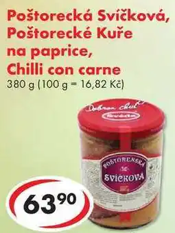 CBA Svíčková, Poštorecká Poštorecké Kuře na paprice, Chilli con carne, 380 g nabídka