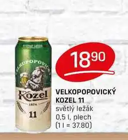 Flop VELKOPOPOVICKÝ 11 KOZEL 11 světlý ležák 0,5l, plech nabídka
