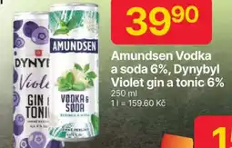 Hruška Amundsen Vodka a soda 6%, Dynybyl Violet gin a tonic 6% nabídka