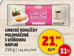 Penny Market LINECKÉ ROHLÍČKY POLOMÁČENÉ S VIŠŇOVOU NÁPLNÍ, 210 g nabídka