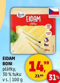 Penny Market EIDAM BONI plátky, 30% tuku vs., 100 g nabídka