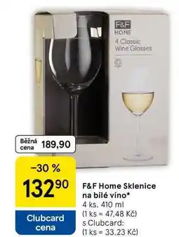 Tesco F&F Home Sklenice na bílé víno, 4 ks, 410 ml nabídka